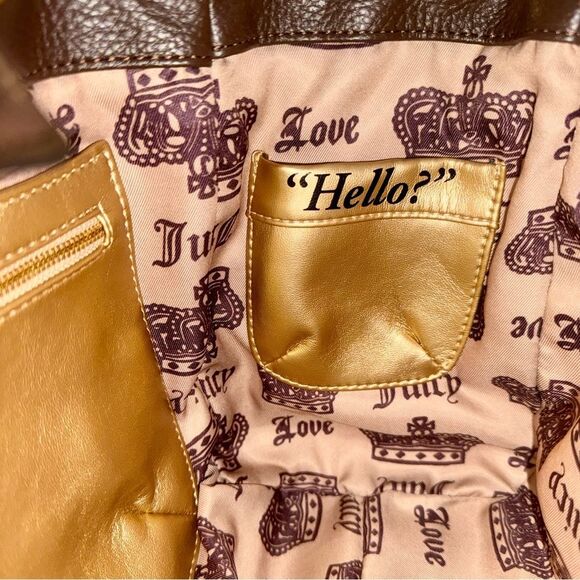 Juicy Couture Pink Velour Brown Faux Leather House of Juicy Daydreamer Tote Bag - Picture 11 of 15